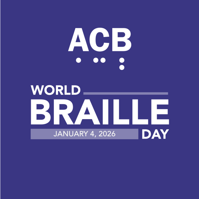 ACB logo with the text “World Braille Day, January 4, 2026” in bold lettering underneath. 