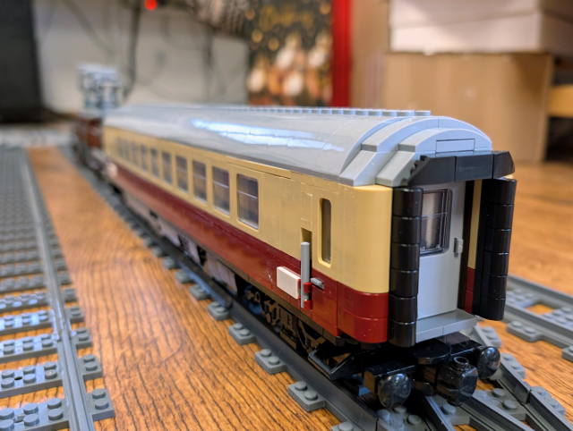 Detail of Bluebrixx passenger carriage.