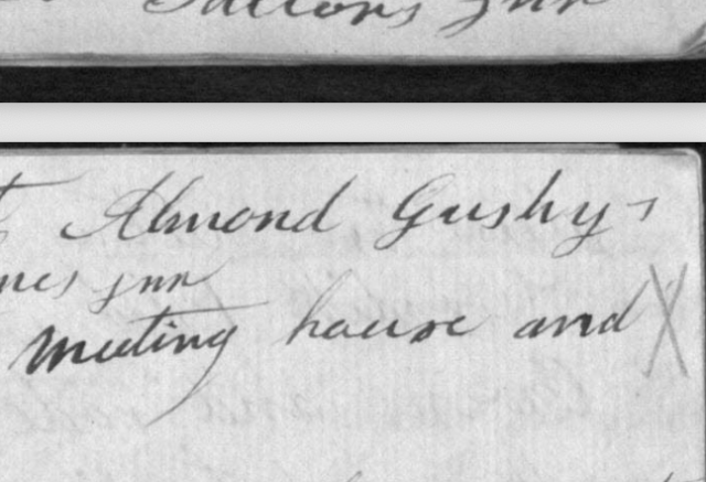 Screenshot of a manuscript showing the words "Almond Gushy"