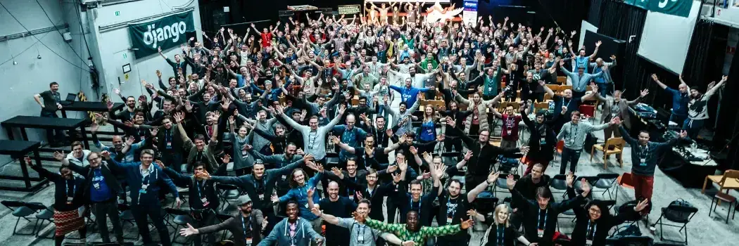 Group photo at the end of DjangoCon Europe 2019 in Copenhagen, Denmark