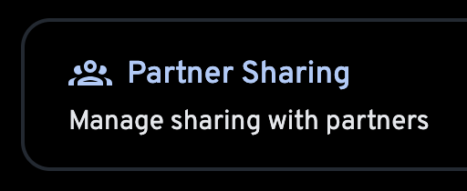 Screenshot of the Immich WebUI's 'Partner Sharing' section