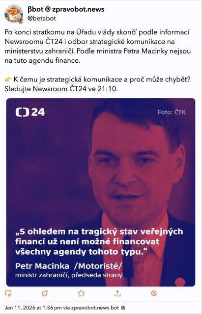 Toot z tweetu - reálně získaný z Nitteru