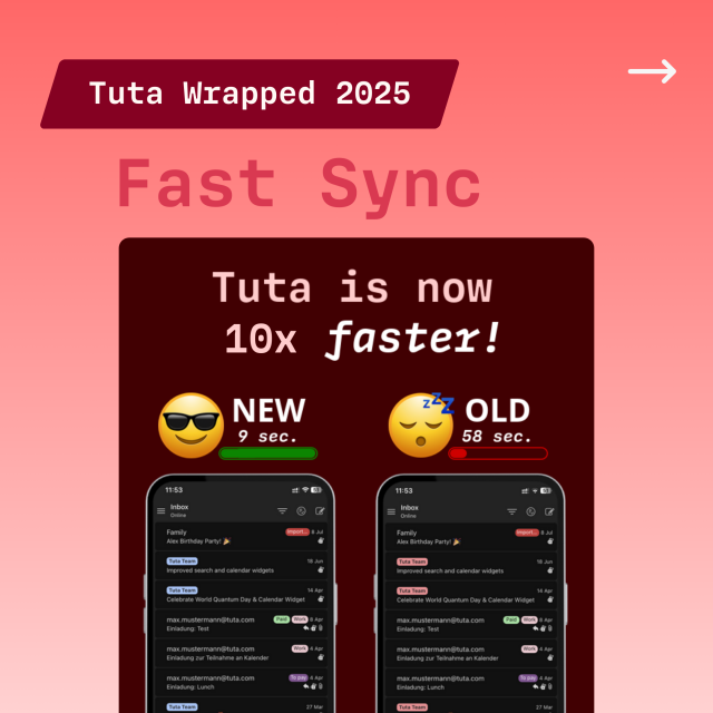 Tuta 10x faster