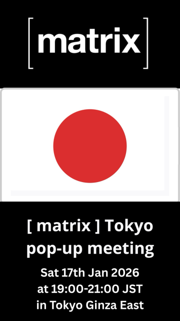 Matrix logo, Japan flag, event details.