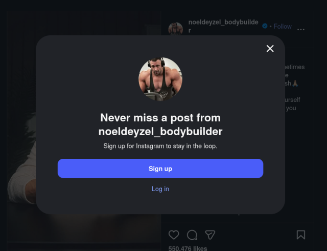 A screenshot of Instagram telling you need to login. 
