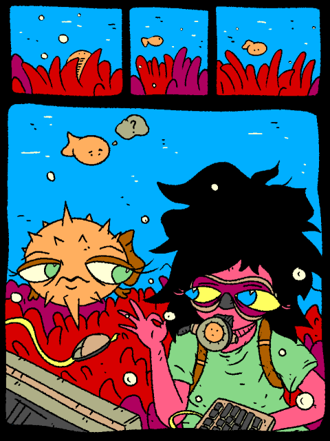 fish swim about

Girl and Fish do underwater computing