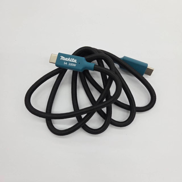 A USB C to C cable with Makita logo and "5A 100W" text on it