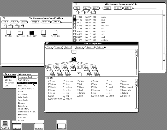 openwindows 2 monochrome desktop on sunos 4.1.1