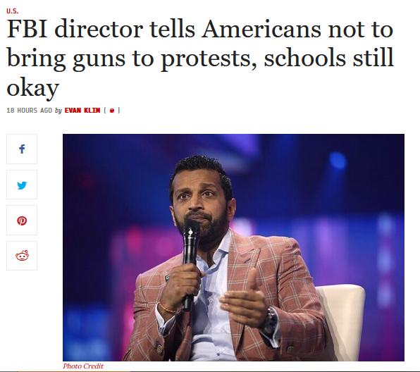 FBI director tells Americans not to
bring guns to protests, schools still
okay
f
v eo
\ |
Ll A
= / = ere
