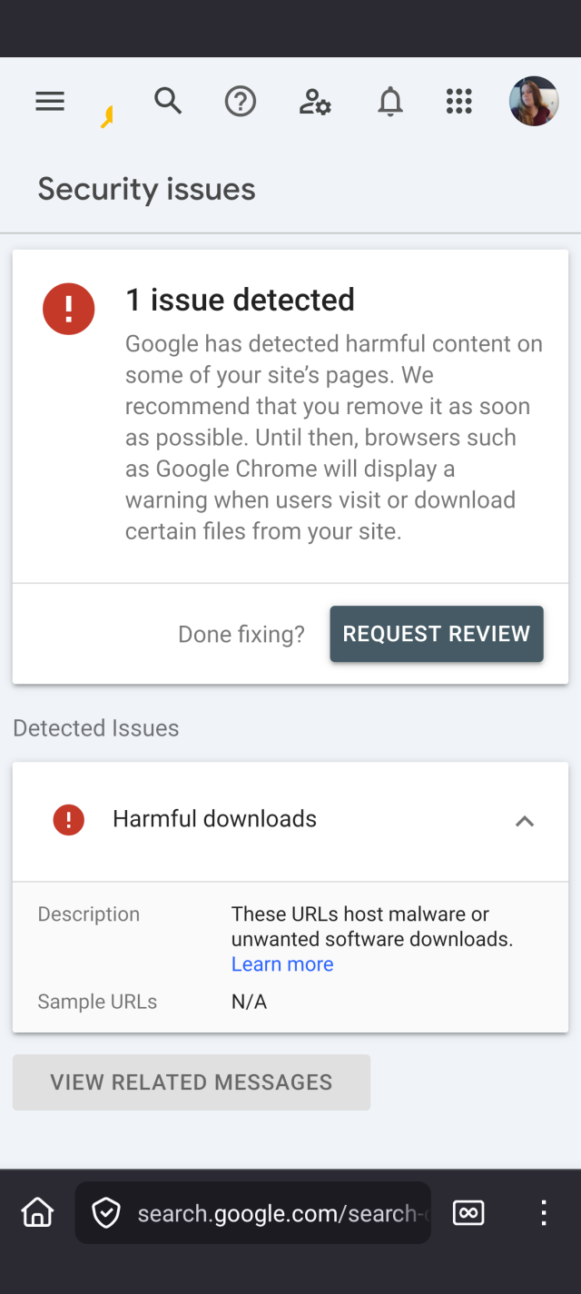 Google still falsely accusing IzzyOnDroid from serving malware, listing "N/A" (Not Available) as "proof URL"