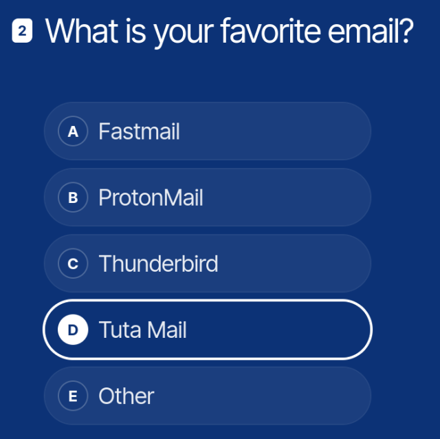 What is your favorite email? Fastmail, Protonmail, Thunderbird, Tuta Mail, Other