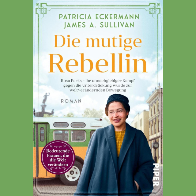 Das Buchcover zeigt ein coloriertes Foto von Rosa Parks, im Hintergrund einen Bus und eine Gebäudefassade