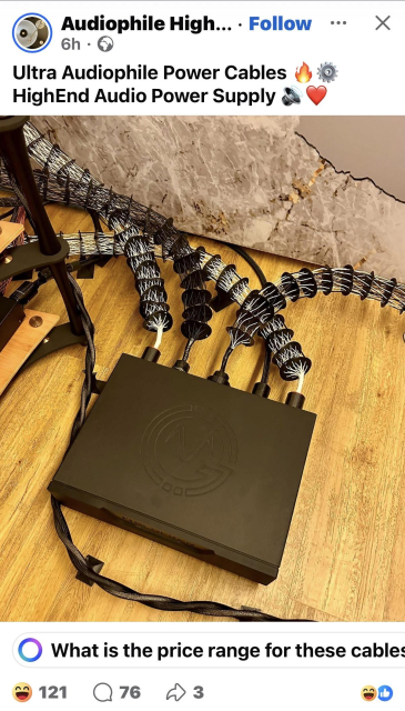 Audiophile group with absolutely insane multi strand cables 