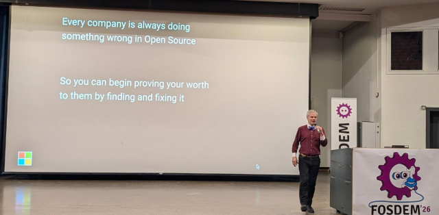 Every company is doing something wrong in Open Source

So you can begin proving your worth to them by finding and fixing it

/ James Bottomley at FOSDEM 2026