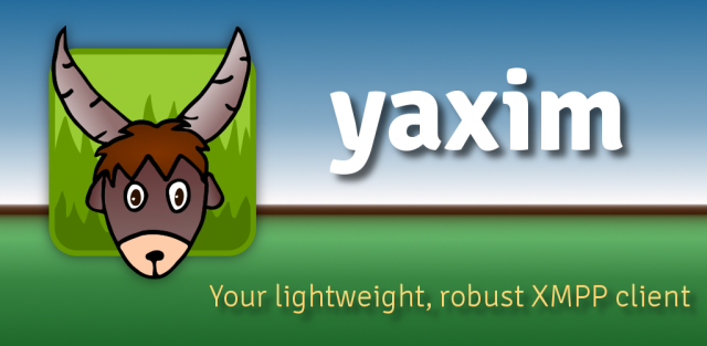 yaxim's app banner, consisting of the app logo (a cute yak, who is totally not a donkey), the app name, and the text "Your lightweight, robust XMPP client"