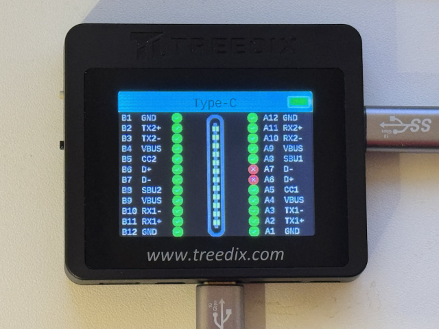 Treedix USB Cable Tester: Connected lanes