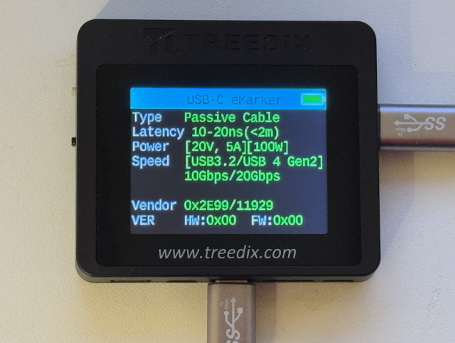 Treedix USB Cable Tester: eMarker output (occasionally the cable is lying)