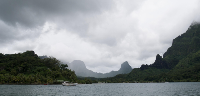 photograph of a tiny harbour flanked