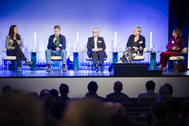 Ruth Suehle, Daniel Stenberg, Deb Bryant, Baddy Sonja (Ólafsdóttir) Breidert, Fabrizia Benini on stage at the EU Open Source Policy Summit last Friday.